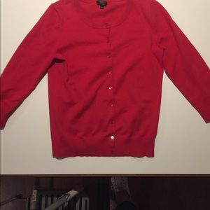 Talbots Pima cotton 3/4 sleeve cardigan red S